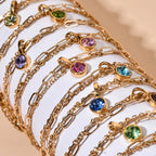 Double gold-tone bracelet with birthstone