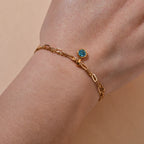 Double gold-tone bracelet with birthstone