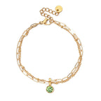 Double gold-tone bracelet with birthstone