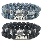 Buddhist Gray Natural Stone Curb Chain Bracelet