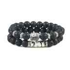 Buddhist Black Natural Stone Curb Chain Bracelet