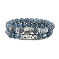 Buddhist Gray Natural Stone Curb Chain Bracelet