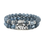 Buddhist Gray Natural Stone Curb Chain Bracelet