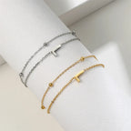 Double Initial Bracelet in Gold and Silver l