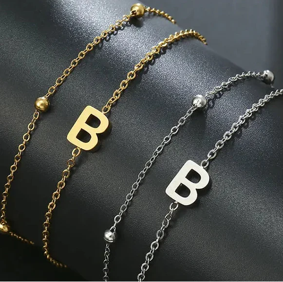 Double Initial Bracelet in Gold and Silver  b
