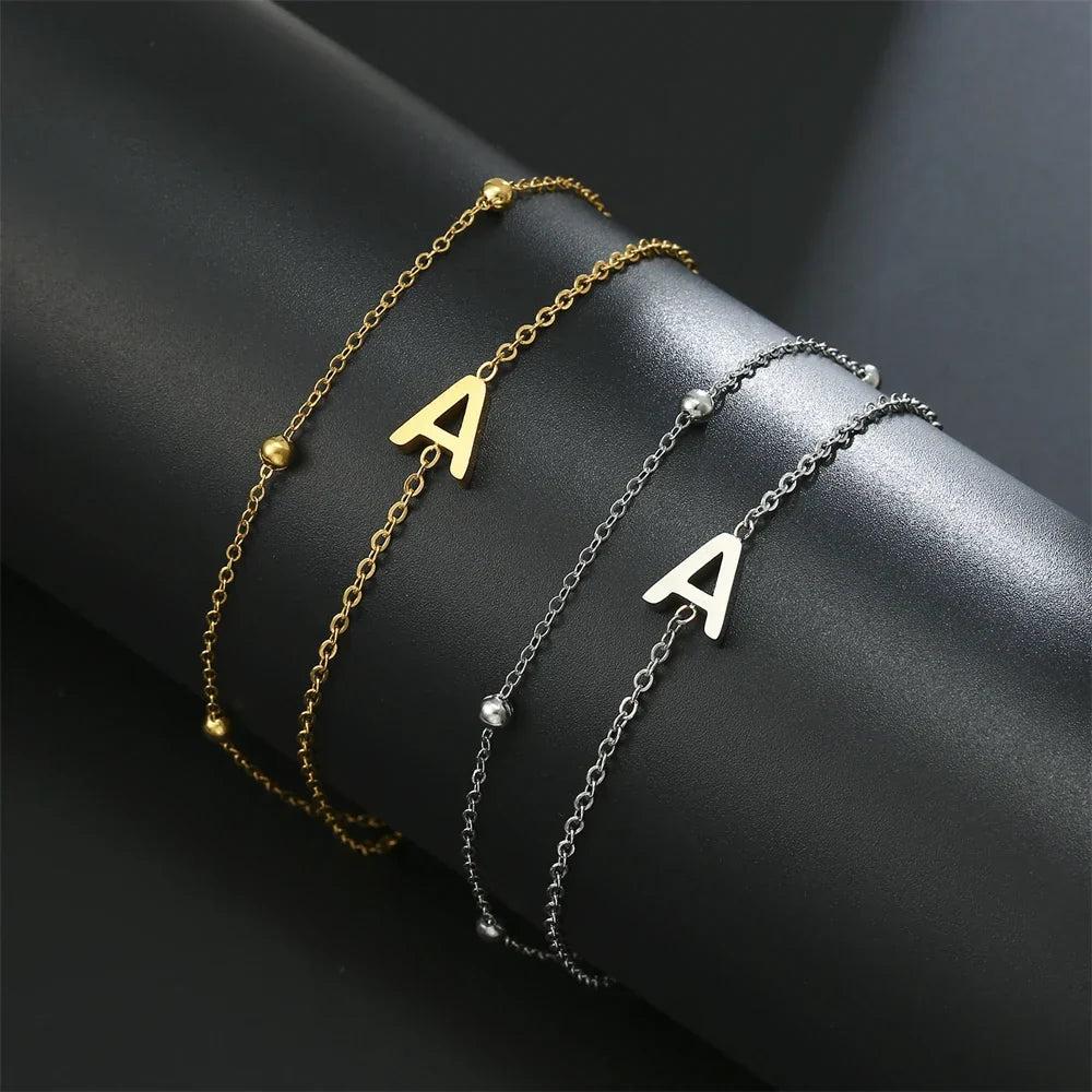 Double Initial Bracelet in Gold and Silver  a
