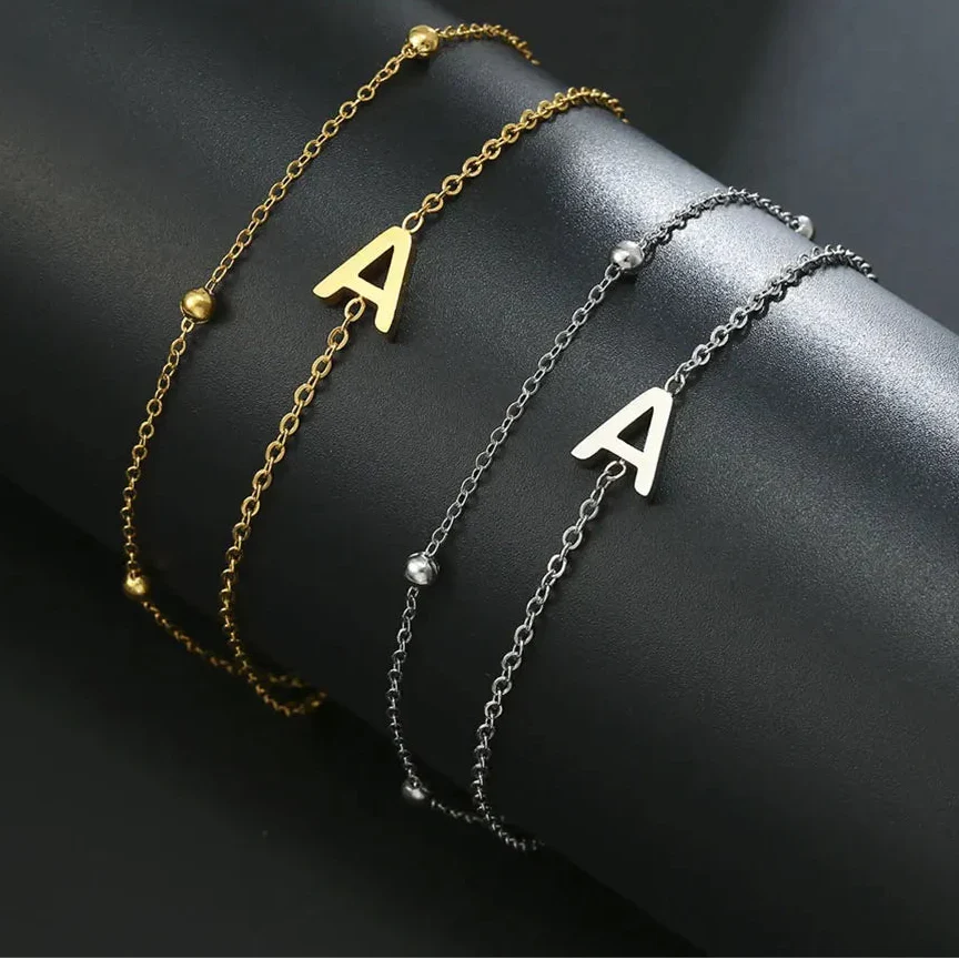 Double Initial Bracelet in Gold and Silver a
