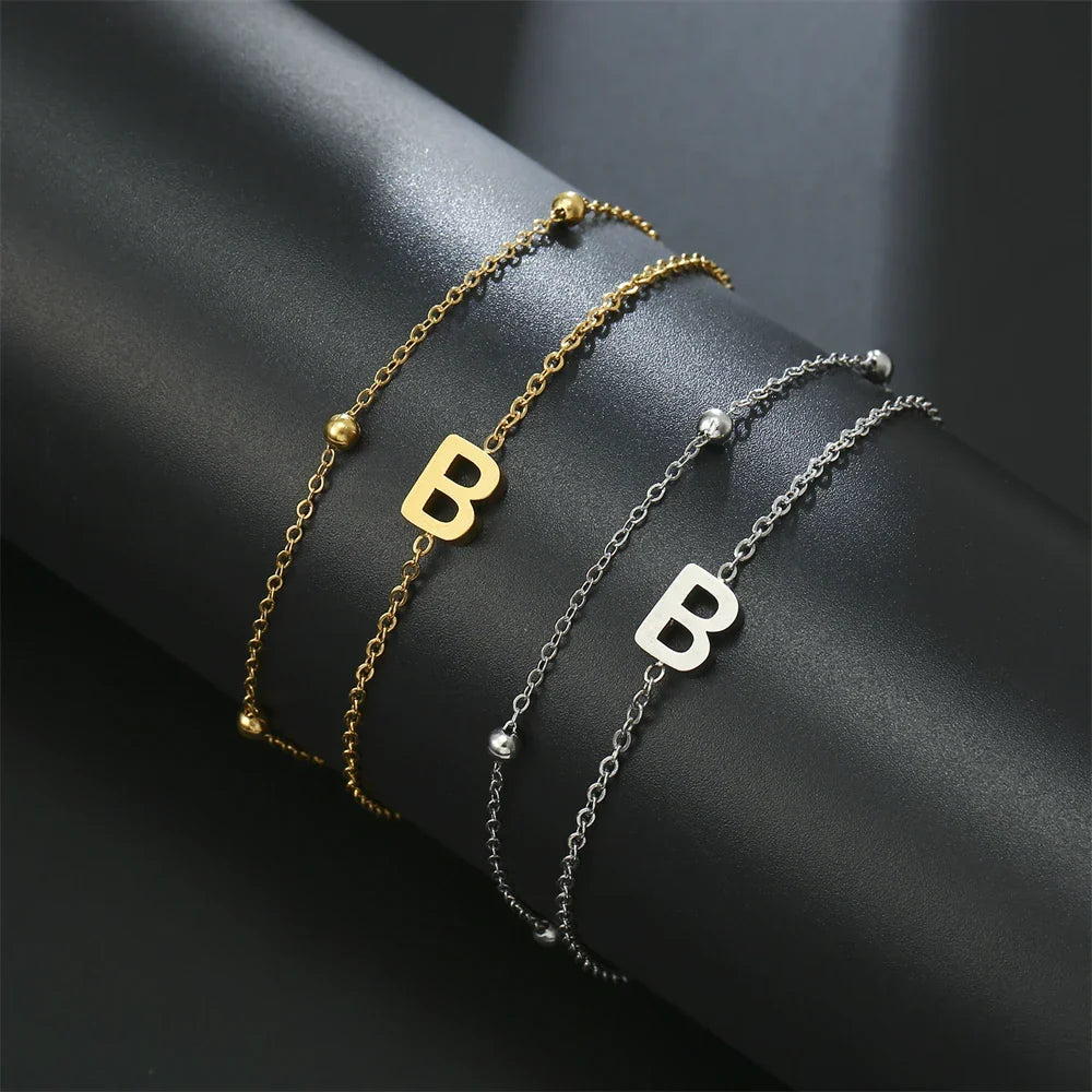 Double Initial Bracelet in Gold and Silver  b