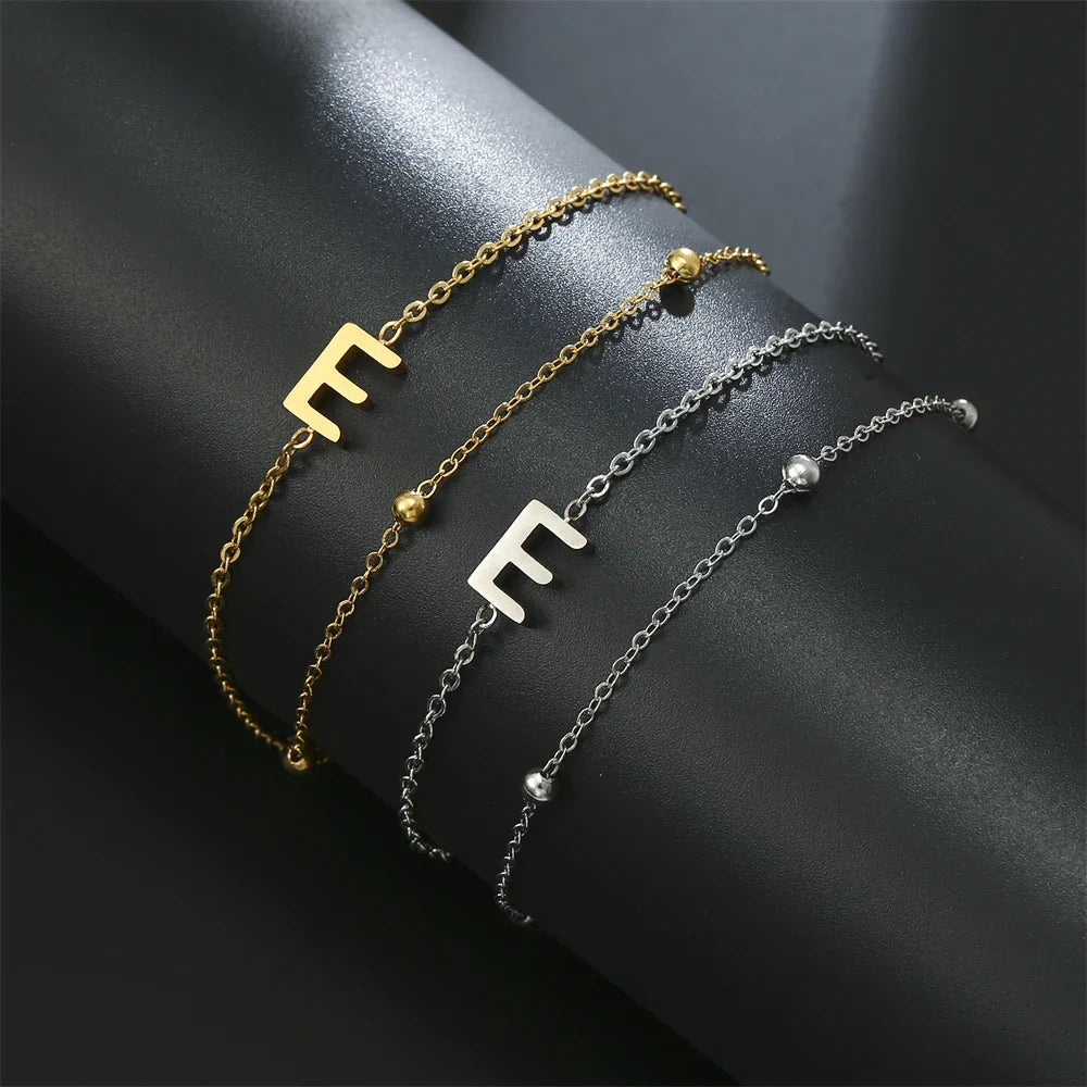 Double Initial Bracelet in Gold and Silver  e