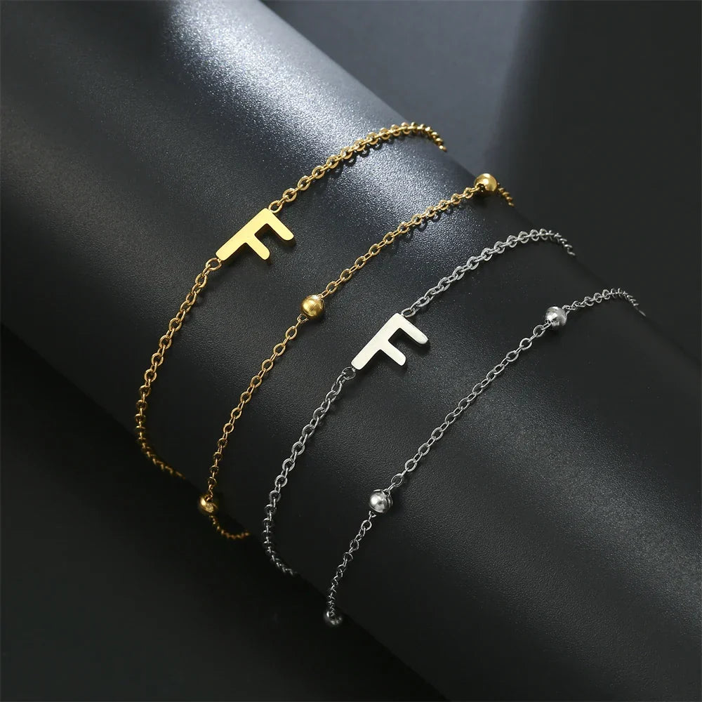Double Initial Bracelet in Gold and Silver  f