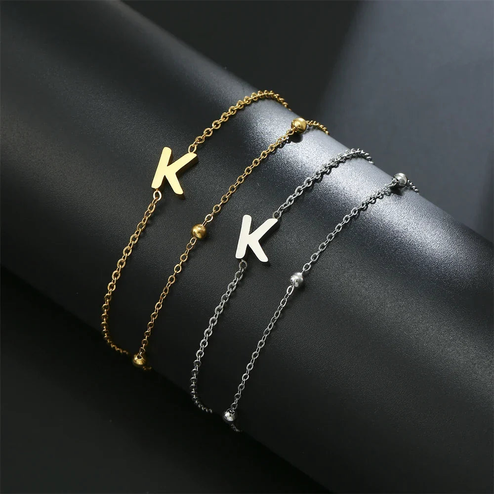 Double Initial Bracelet in Gold and Silver k