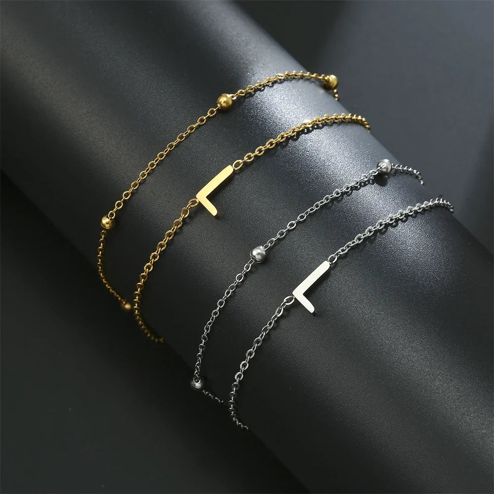 Double Initial Bracelet in Gold and Silver  l