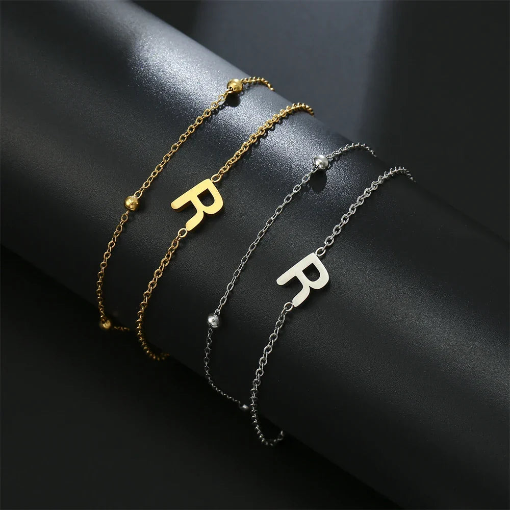 Double Initial Bracelet in Gold and Silver  r