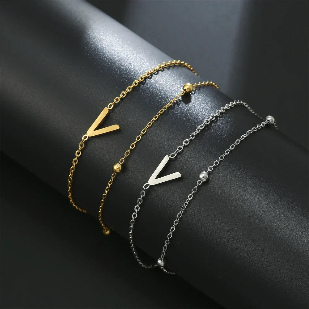 Double Initial Bracelet in Gold and Silver  v