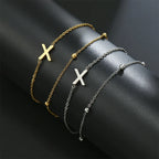 Double Initial Bracelet in Gold and Silver  x