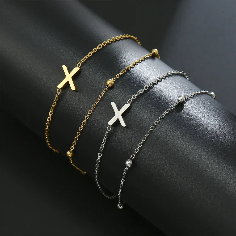 Double Initial Bracelet in Gold and Silver  x