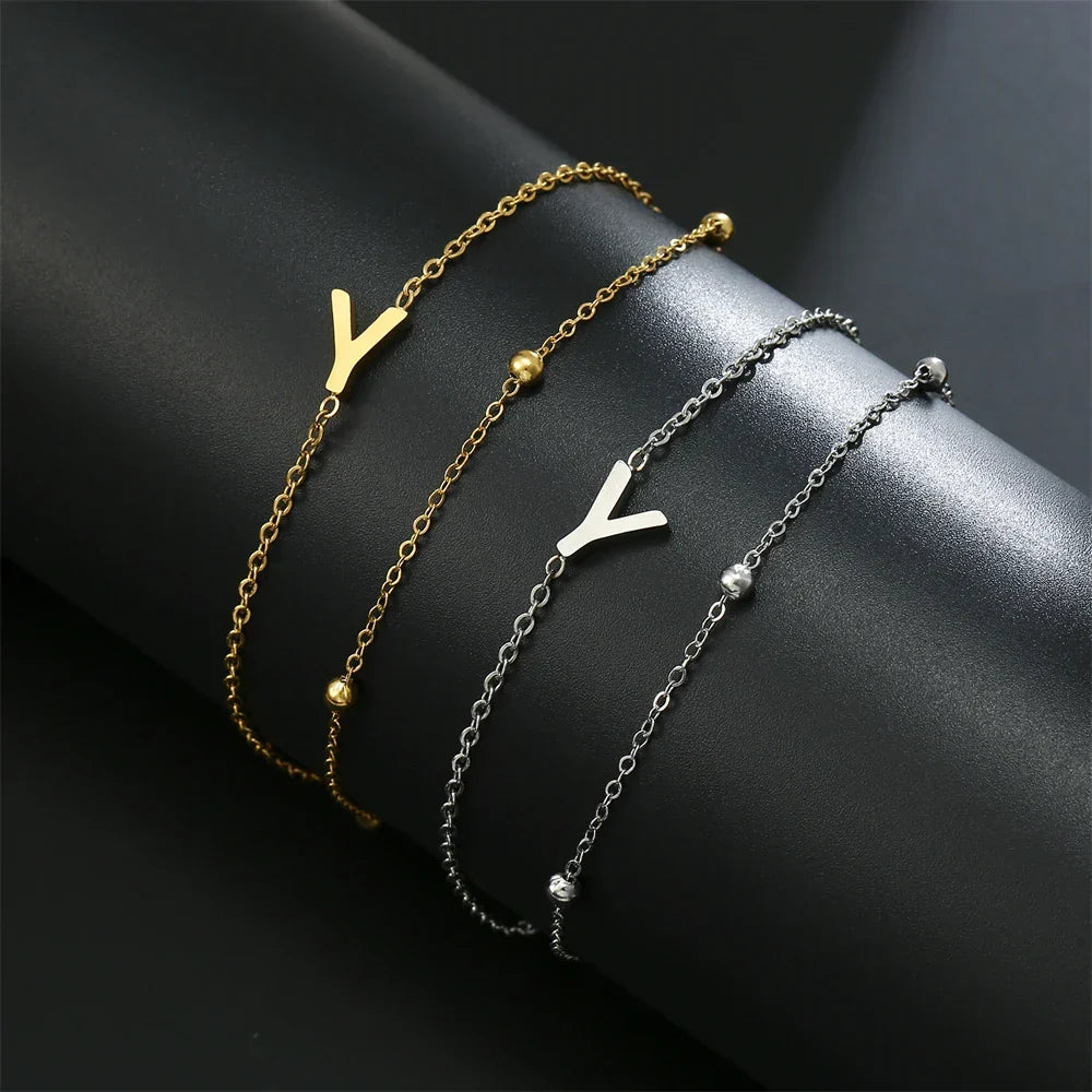 Double Initial Bracelet in Gold and Silver  y