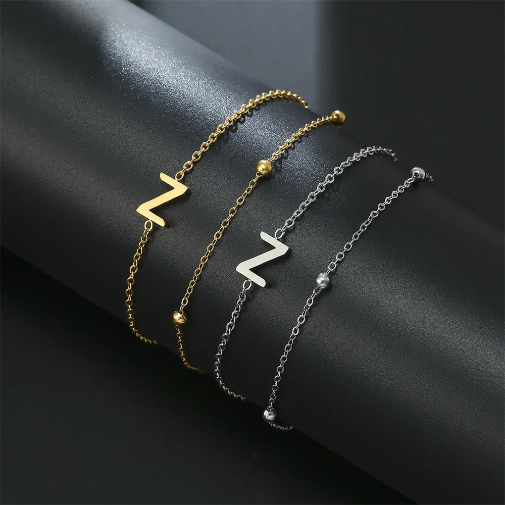 Double Initial Bracelet in Gold and Silver  z