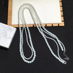 Long Double Women’s Necklace with White Pearls