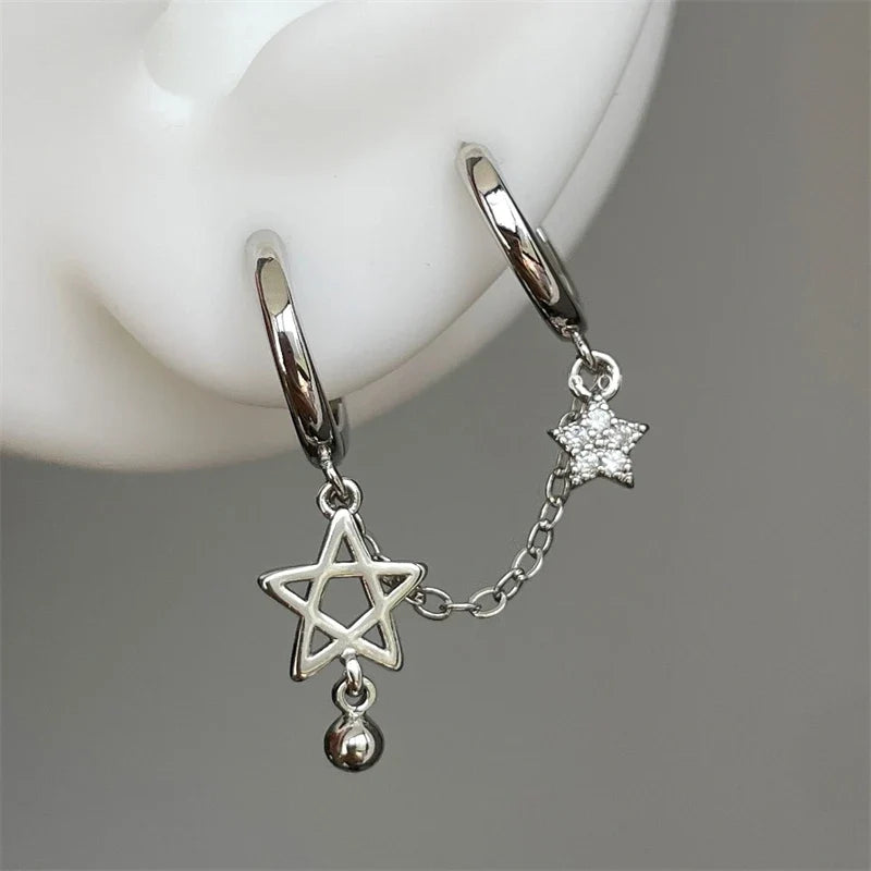Double Star of David Hoop Earrings