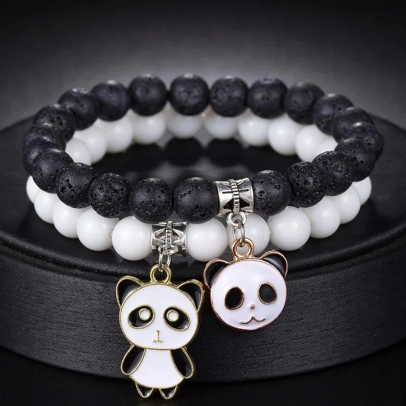 Black and White Panda Bracelet Duo