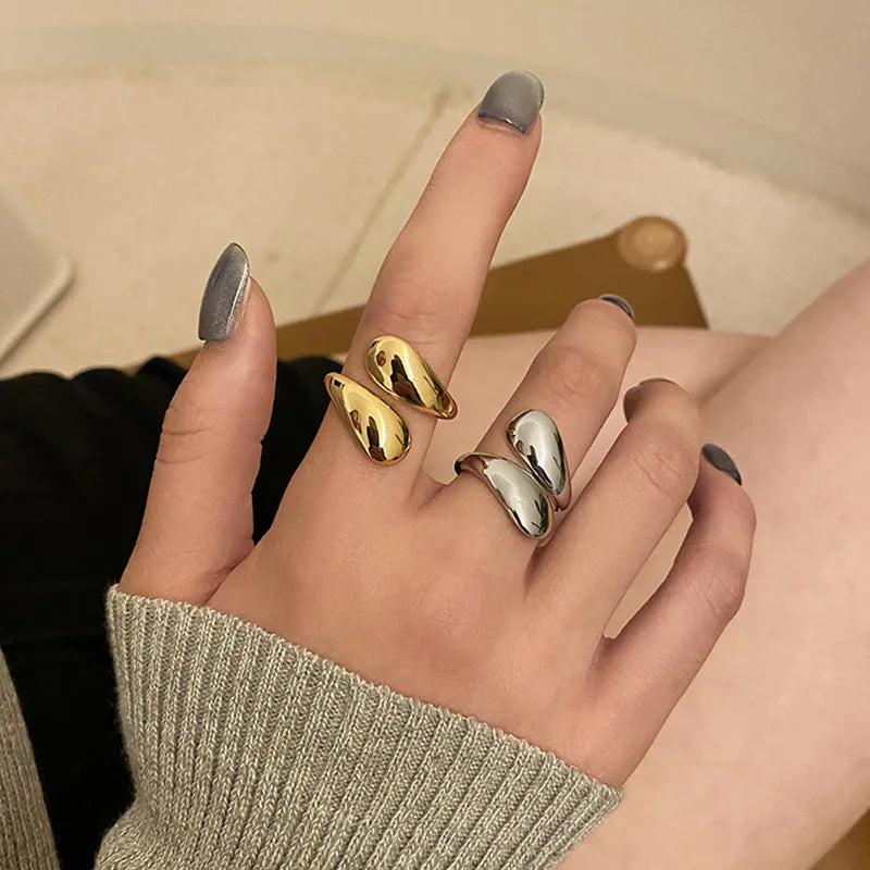 Elegant Water Drop Ring Silver