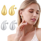 Large Water Drop Stud Earrings Silver