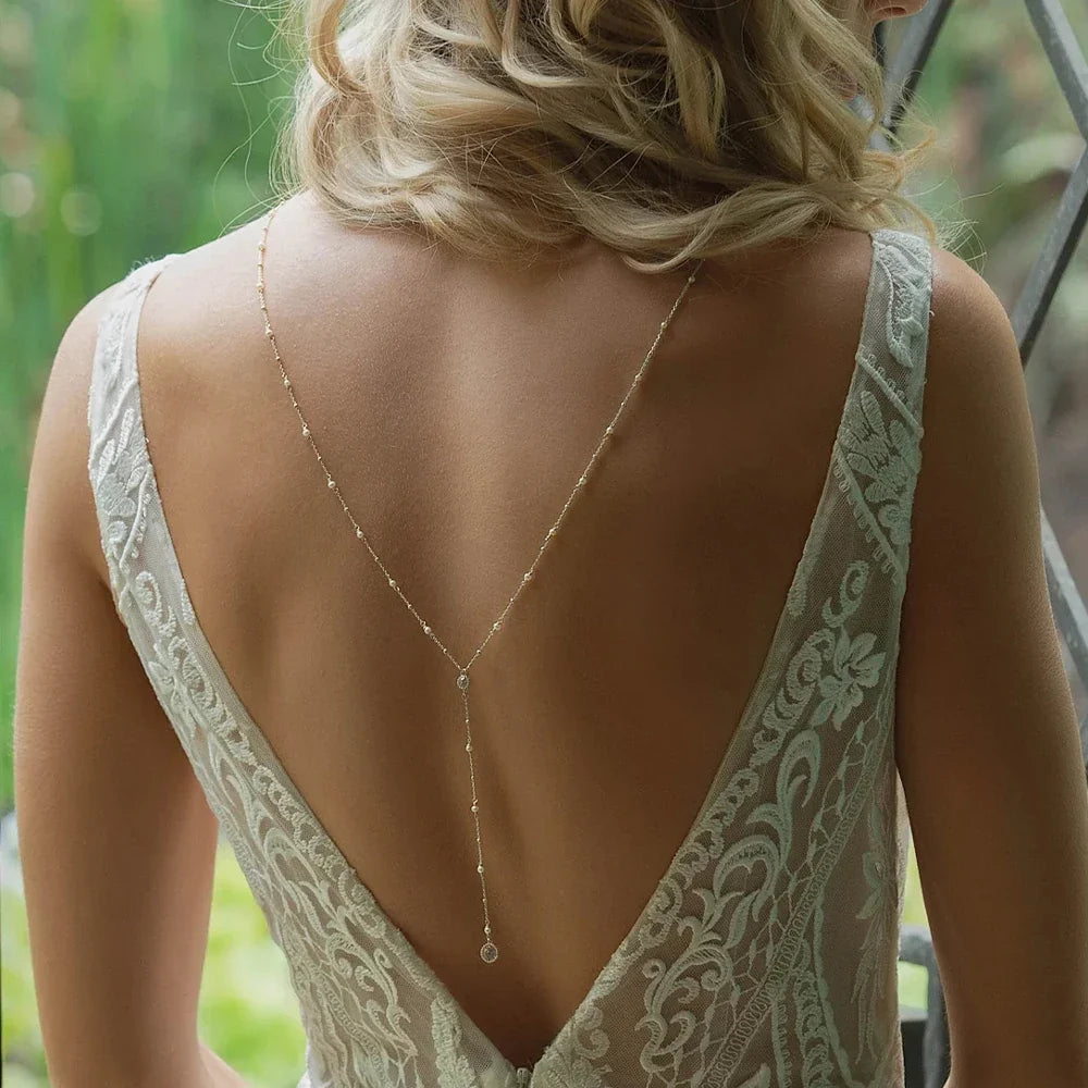 Back Chain Necklace Set Ornamental Back Jewelry for Women silver