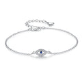 Silver Chain Bracelet with Blue Greek Turkish Evil Eye Matiasma Mataki