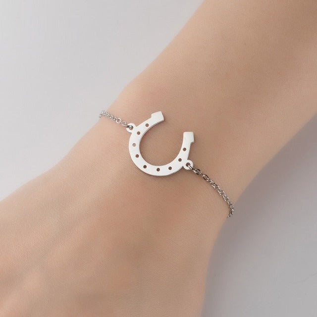 Horseshoe Chain Bracelet Lucky Charm Horseshoe Silver