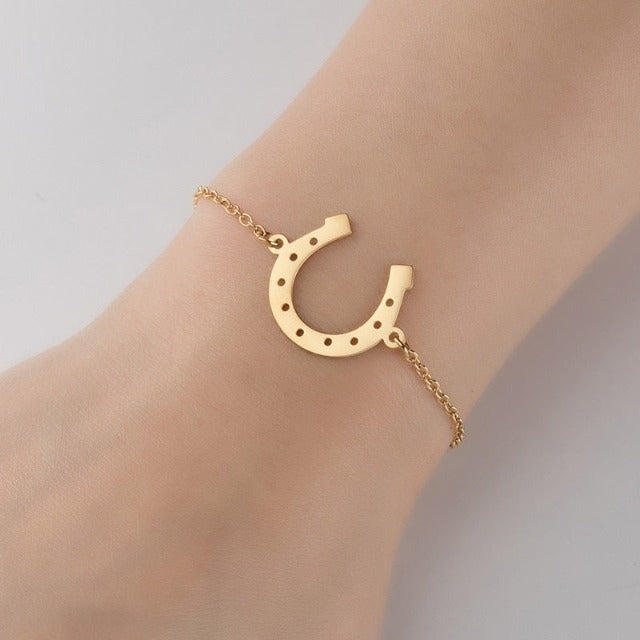 Horseshoe Chain Bracelet Lucky Charm Horseshoe Gold