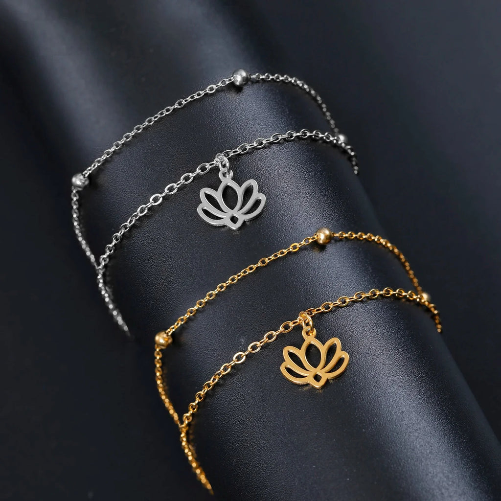 Women’s Lotus Flower Chain Bracelet Silver