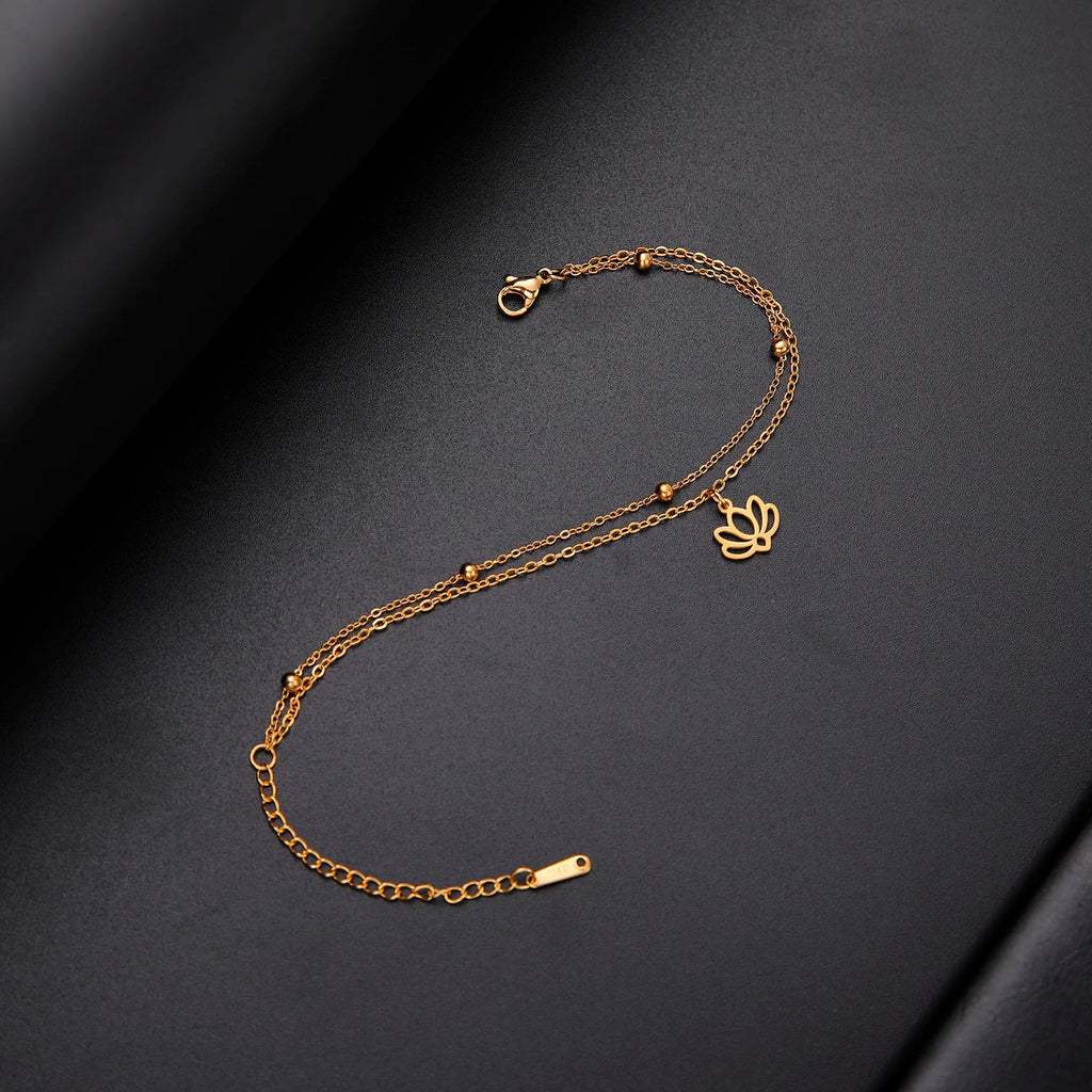 Women’s Lotus Flower Chain Bracelet Gold