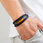 Tiger’s Eye Leather Men’s Bracelet