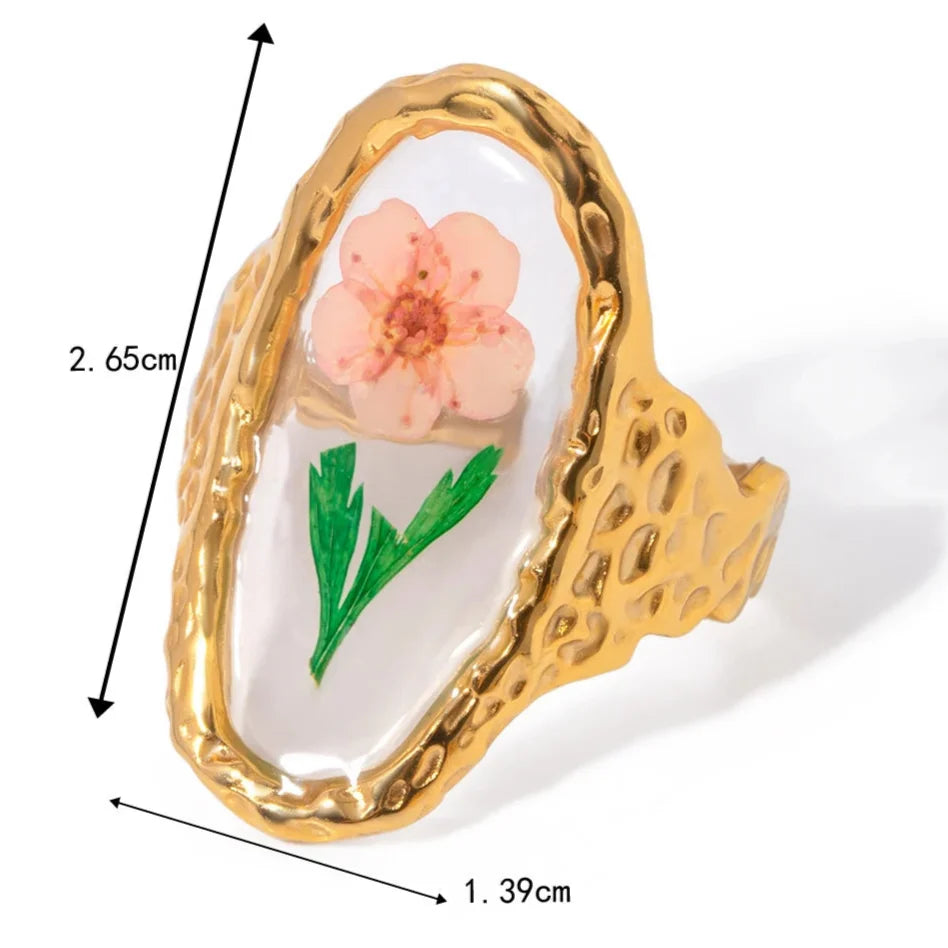 Large Flower Ring in Transparent Frame