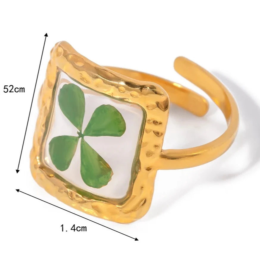 Large Floral Ring in Transparent Frame