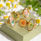Large Floral Ring in Transparent Frame