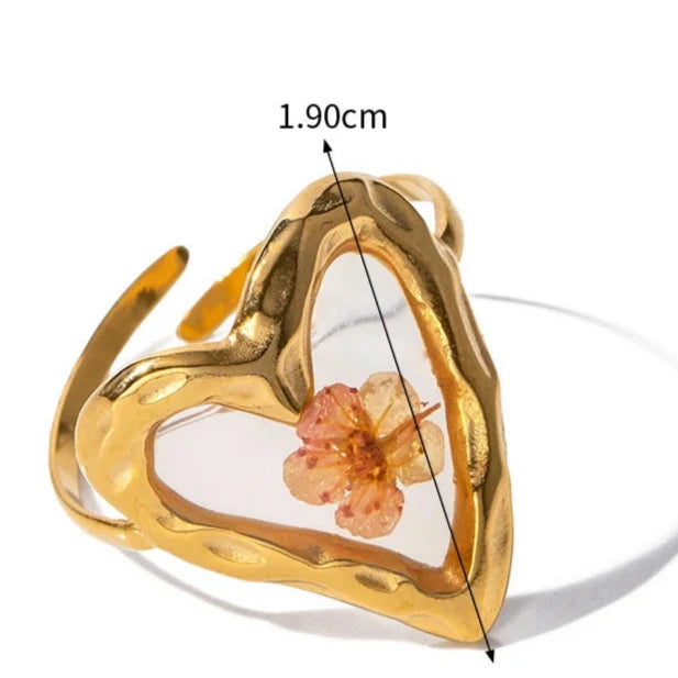 Large Floral Ring in Transparent Frame