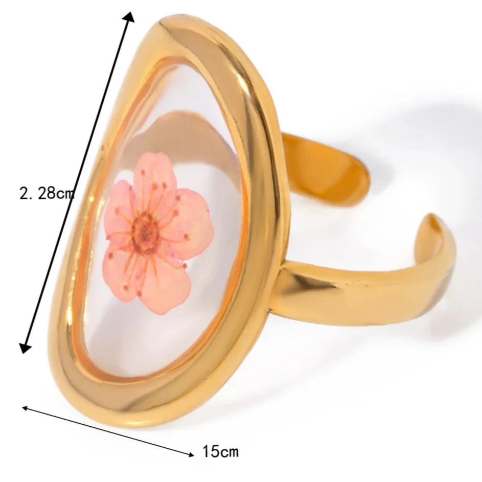 Large Floral Ring in Transparent Frame