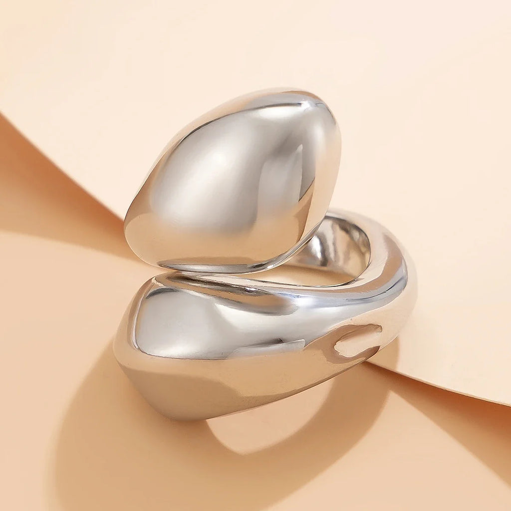 Large Water Drop Ring in Silver
