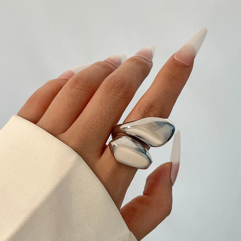 Large Water Drop Ring in Silver