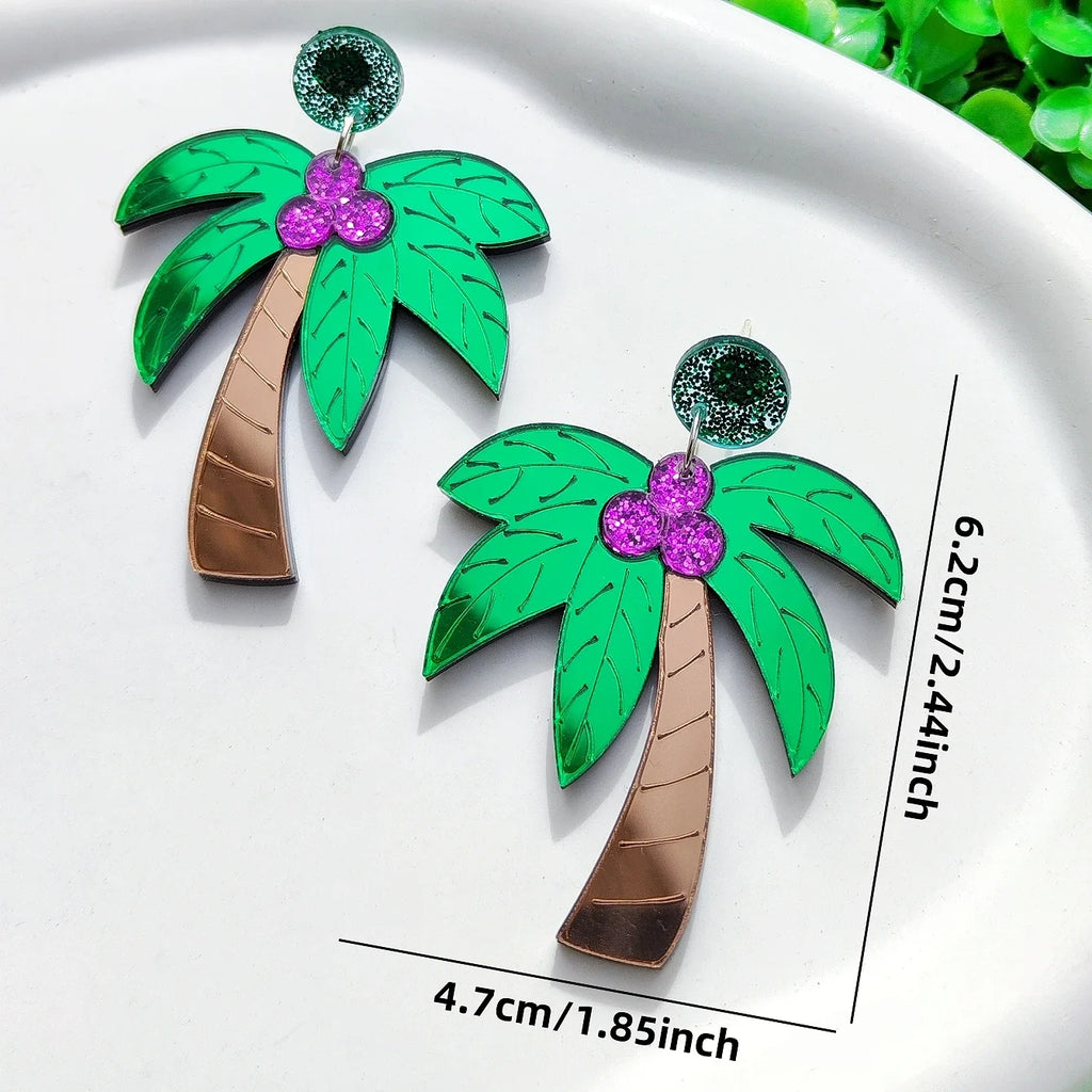 Large colorful palm earrings
