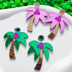 Large colorful palm earrings 