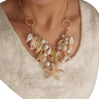 Large Pendant Necklace with Shells, Starfish, Conchs, and Pearls 