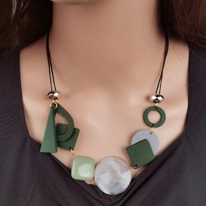 Asymmetrical Boho-Style Pendant Necklace gray