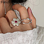 Large Flower and Zircon Ring