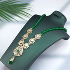Long necklace with traditional Arabic wedding pendant green
