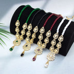 Long necklace with traditional Arabic wedding pendant white