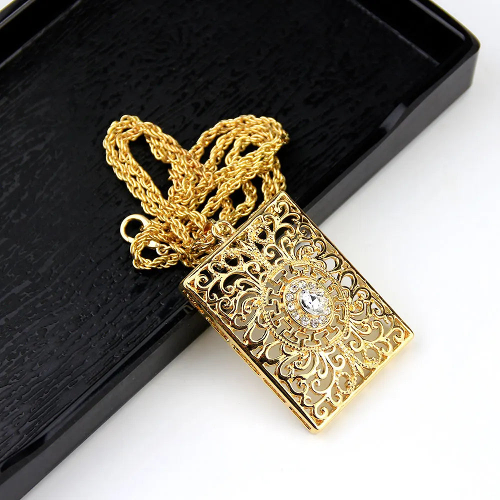 Long necklace with traditional Arabic white pendant