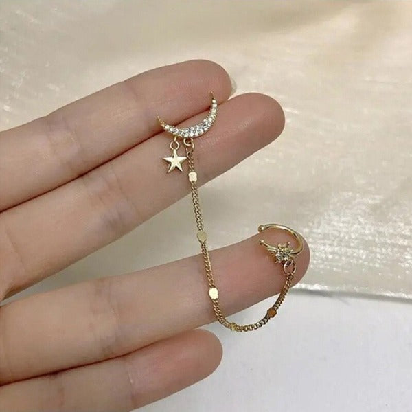 Long Moon Earrings for Women Star